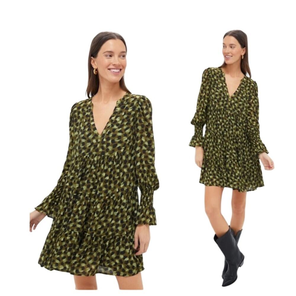 POMANDER PLACE Green Brushed Geo Kenzo Dress Size Small NWT